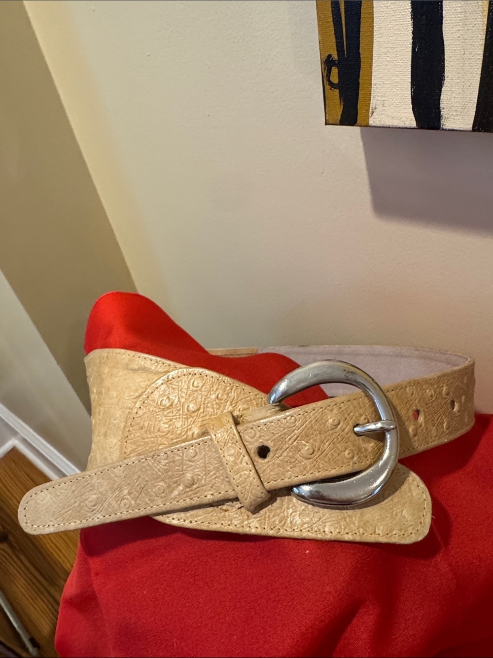 Retro Paris Vintage rare Ostrich yellow belt